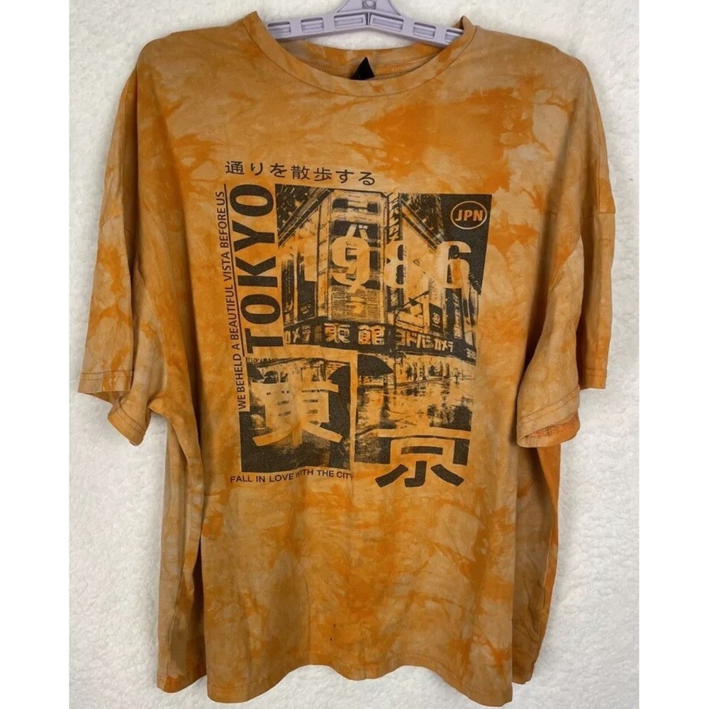 Tokyo 1986 T-Shirt ORANGE Tie-Dye TOKYO Gamers Red Bull Monster Skateboard Video